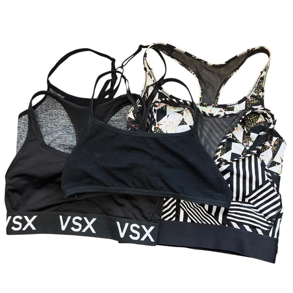 Victoria's Secret VSX Black Strappy Sports Bra lot bundle size small activewear